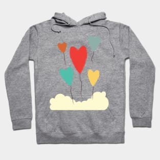 Heart Balloons above the Clouds Hoodie